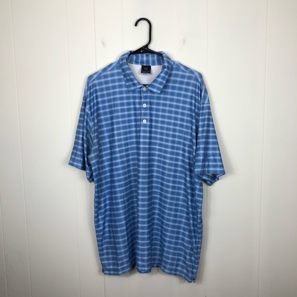 Nike Dri-Fit UV Blue Plaid Check Golf Polo Sz L - Picture 1 of 9